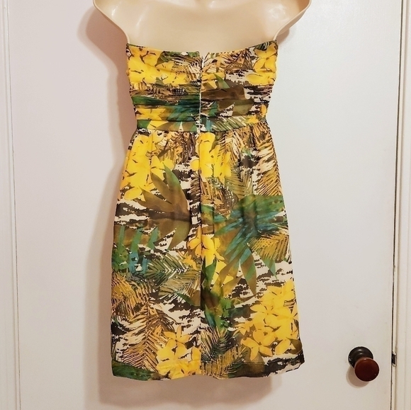 Forever 21 Tropical Print Chiffon Strapless Mini Dress Small - Picture 6 of 13